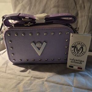 Valentino Orlandi Lavender Studded Crossbody Bag